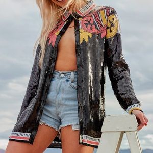 Nasty Gal Country Star Sequin Embellished Shirt/ Dress Size Small